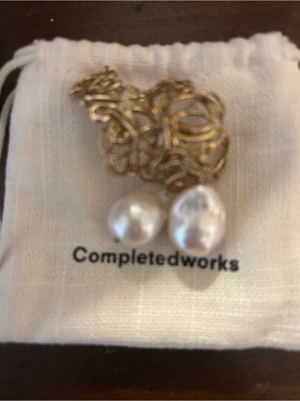 Completedworks Gold  earrings  with Baroque Pearls ‘ the Myth Makers Myth’